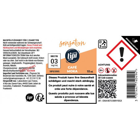 E-Liquid Kaffee Mokka - Sensation By Le French Liquide | 10ml