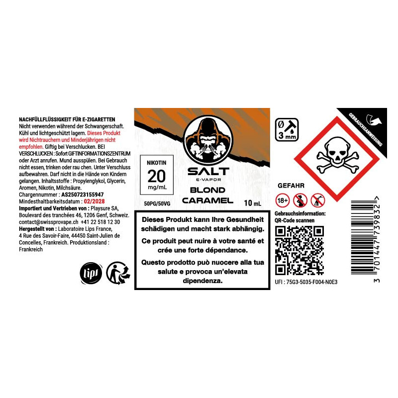 Blond Caramel - Sels de nicotine - Salt e-Vapor by Le French Liquide | 10ml