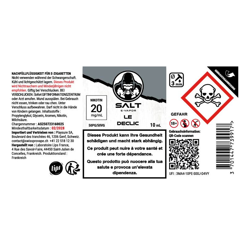 E-liquide Le Déclic - Sels de nicotine - Salt e-Vapor by Le French Liquide | 10ml