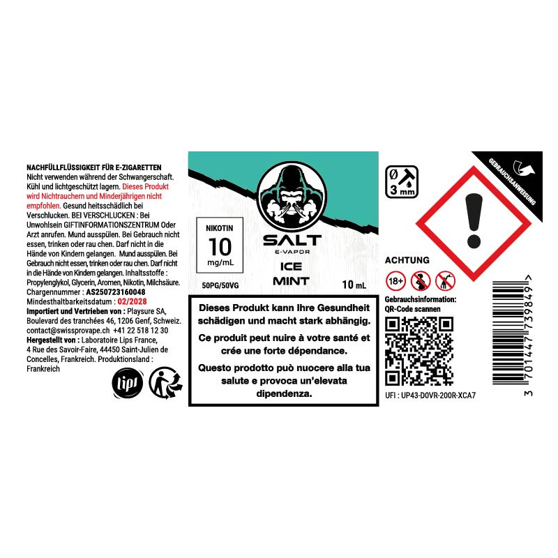 E-Liquid Ice Mint - Nikotinsalze - Salt E-Vapor | 10ml