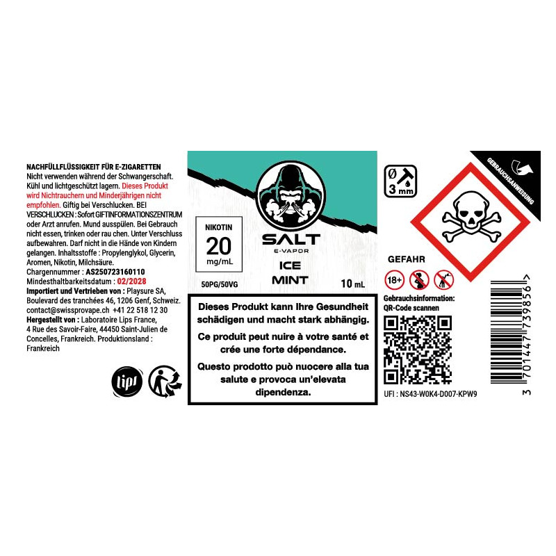 E-Liquid Ice Mint - Nikotinsalze - Salt E-Vapor | 10ml