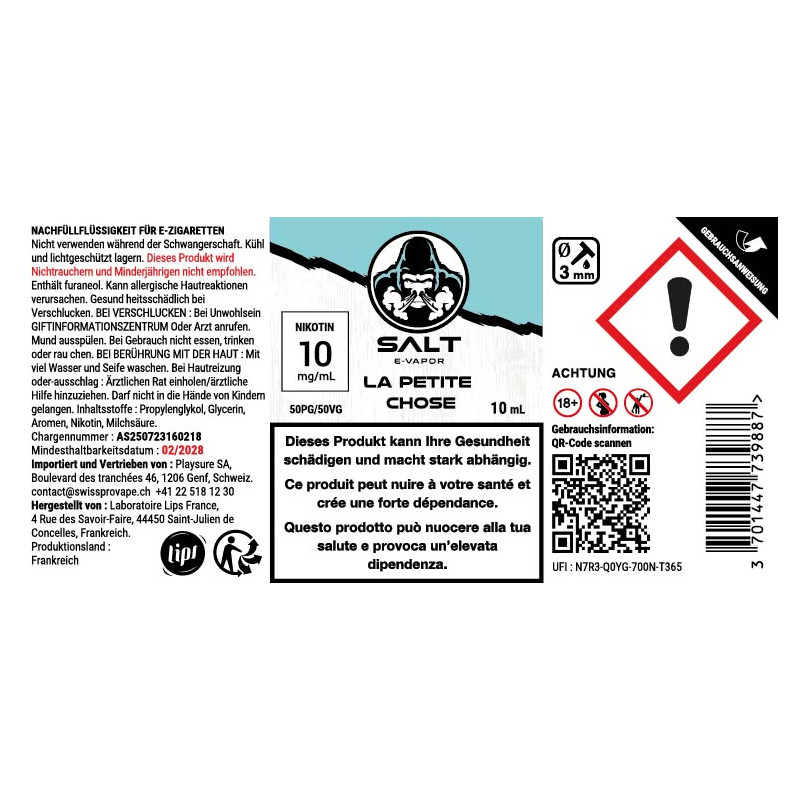 La Petite Chose - Sels de nicotine - SALT E-VAPOR | 10ml