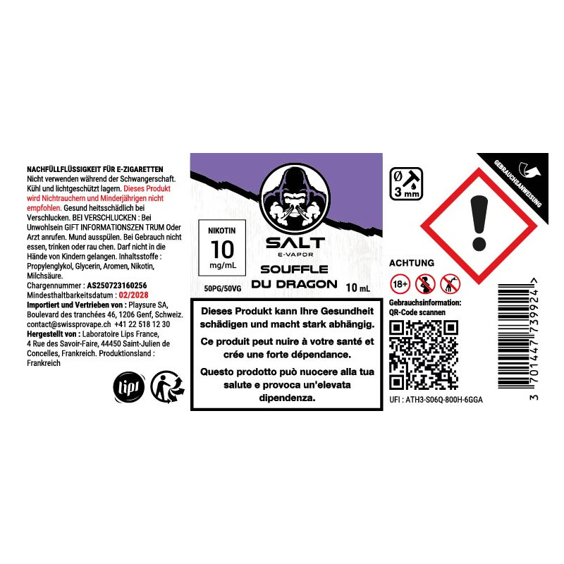 E-liquid Souffle du Dragon - Nicotine salts - SALT E-VAPOR | 10ml