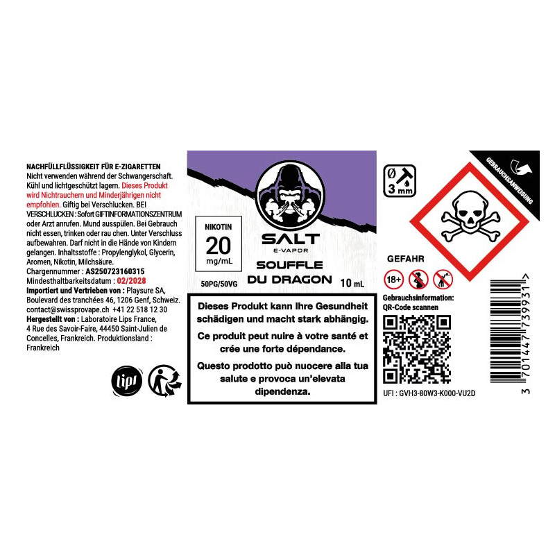 E-liquid Souffle du Dragon - Nicotine salts - SALT E-VAPOR | 10ml