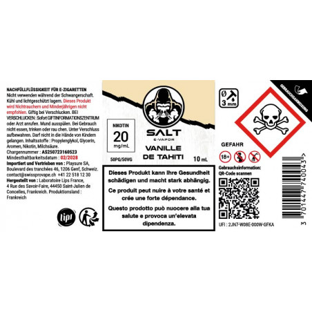 E-Liquide Vanille de Tahiti - Sels de Nicotine - Salt e-vapor By Le French Liquide | 10ml