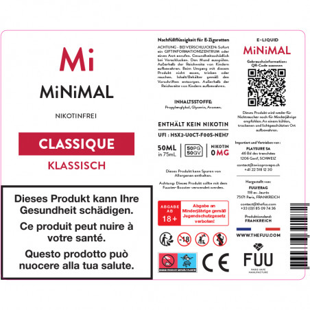 E-Liquide Classique - MiNiMAL by The Fuu | 50 ml "Shortfill 60 ml"
