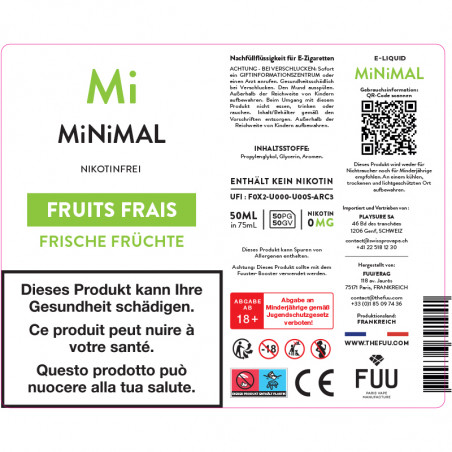 E-liquid Fruits Frais - Minimal by Fuu | 50 ml "Shortfill 60 ml"
