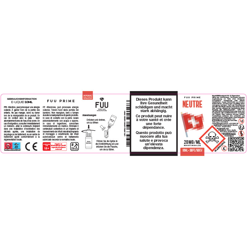 E-liquide Neutre - Sels de nicotine - Prime by the Fuu | 10ml