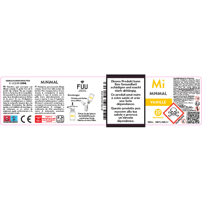 E-Liquide Vanille - Sels de nicotine - Minimal By The FUU| 10ml