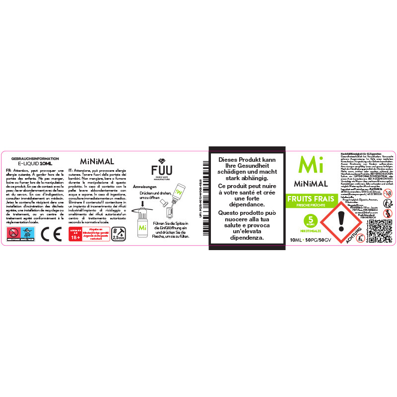 E-Liquide Fruits Frais - Sels de nicotine - Minimal by The Fuu | 10ml