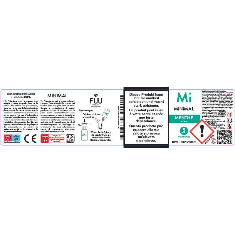 E-Liquid Mint - Nicotine Salts - Minimal By The FUU| 10ml