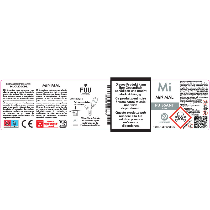 E-Liquide Puissant - Sels de Nicotine - Minimal By The FUU | 10ml