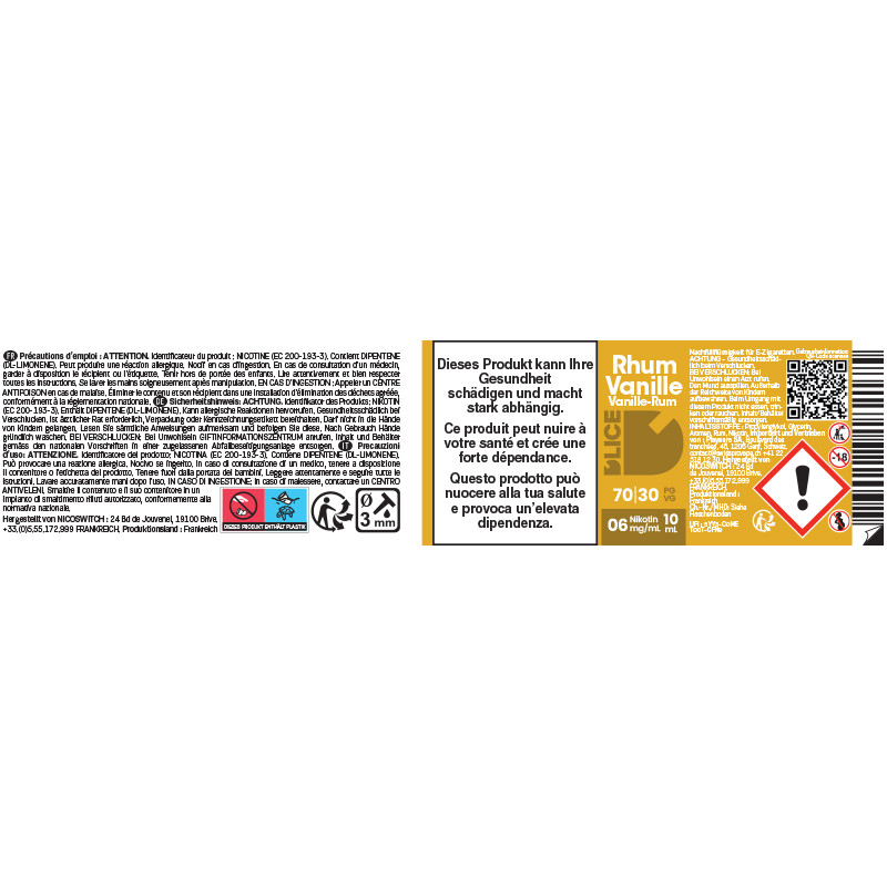 Rhum Vanille - D'lice | 10ml