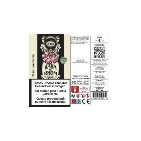 E-Liquid Baba au Rhum - Édition Dessert by Curieux | 50ml "Shortfill 70ml"