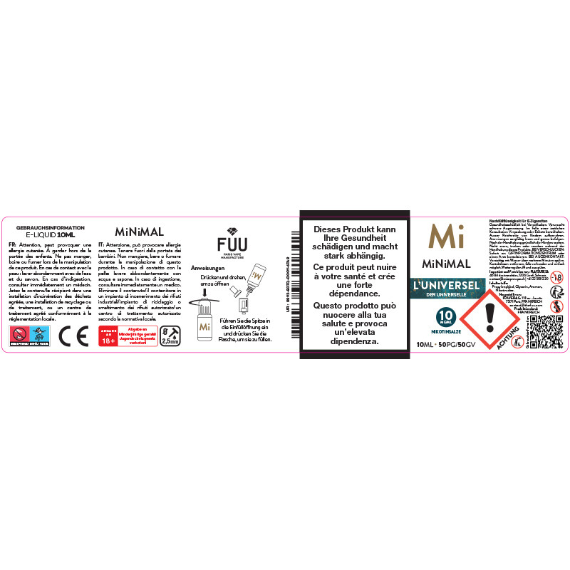 E-Liquide L'universel - Sels de nicotine - Minimal by The Fuu | 10ml