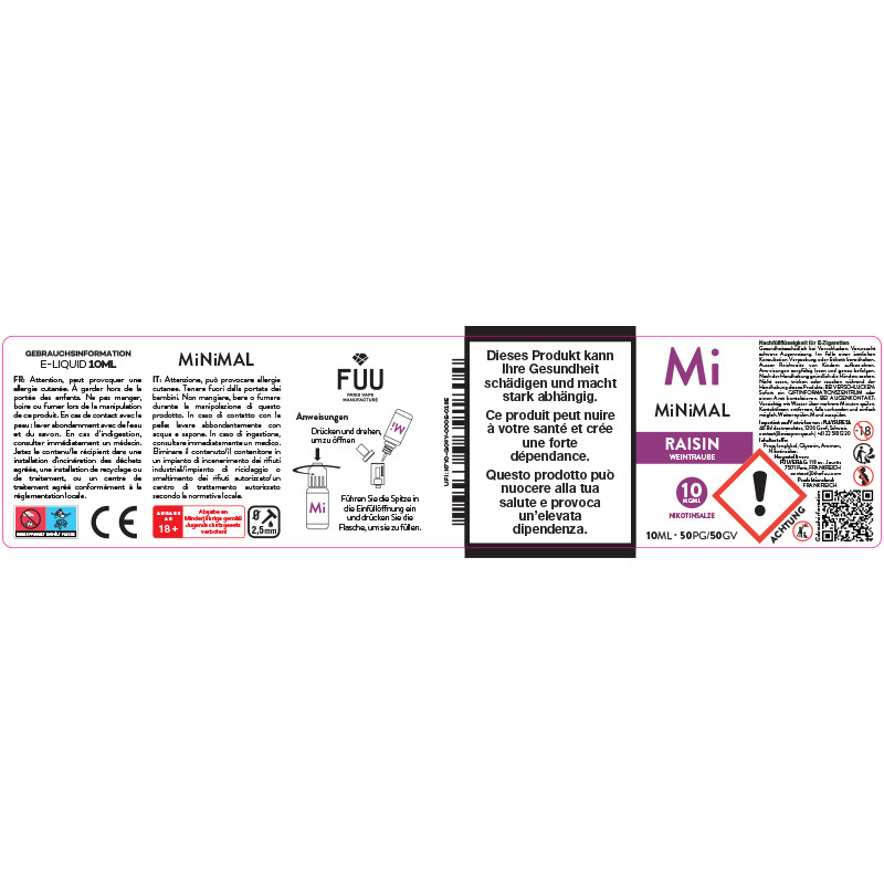 E-Liquide Raisin - Sels de Nicotine -  Minimal By The FUU | 10ml