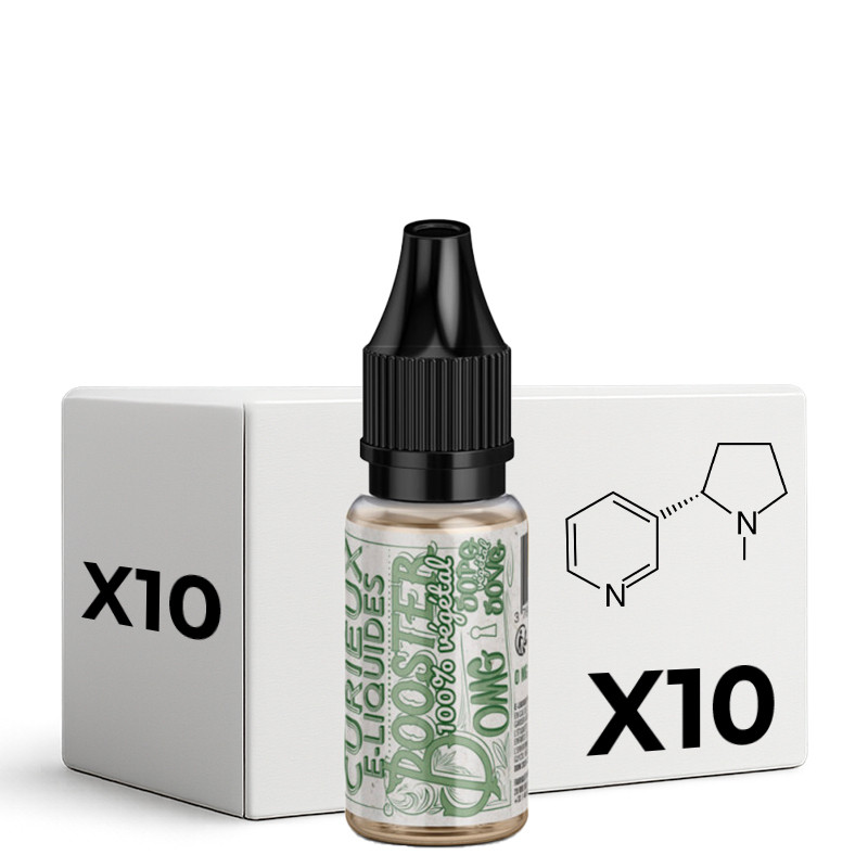 PACK x10 Booster 100 % Végétal 20 mg - Curieux | 10 ml - 50/50